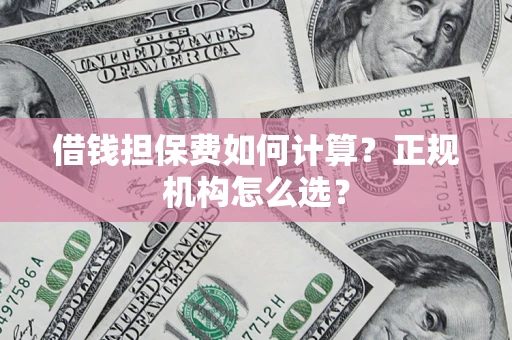 武汉借钱担保费如何计算？正规机构怎么选？